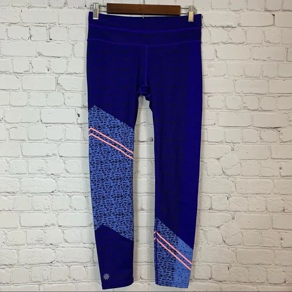 ATHLETA Blue Purple Asymmetric Camo Sonar Leggings size small